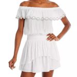 Ramy Brook NWT Cynthia Off the Shoulder Mini Dress in Ivory-Size Small Photo 4