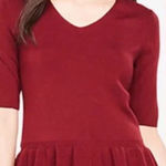 Ann Taylor Red Maroon Elbow Sleeve Wool Blend Peplum Sweater Photo 0