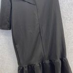 SheIn Women's One Shoulder Long Sleeve Ruffle Midi Dress Size 1XL Solid Black Photo 2