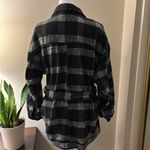 HYFVE Black and Gray Plaid Trench Coat Size M Photo 9