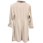 Bahar Linen 3 Quarter Sleeve Button Up Tapered Beaded Shirt Dress Womens 2 Blue Photo 11