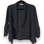 BE.A medium charcoal solid casual draped lightweight blazer top 3/4 ruched sleev Black Photo 8