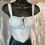 Kendall + Kylie Light Blue Tie-Front Corset Photo 0