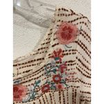 Savanna Jane Shirt Womens Small White Striped Embroidered Floral Boho Top Red Photo 2