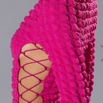 Akira SULTRY LONG SLEEVE MOCK NECK CUT OUT MINI DRESS IN FUCHSIA Photo 4