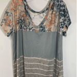 a.gain  Women's Cold Shoulder Tunic Top V Neck Short Sleeve Multi Pattern Gray 3X Photo 0