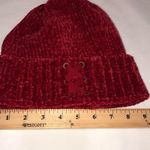 Simply Noelle  Womens Knit Cap Red Chenille Shoe Lace Detail Warm BRAND NEW Photo 3
