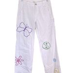PacSun Graphic Low Rise Carpenter Pants White Embroidered Size 24 Photo 2