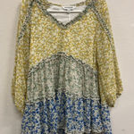 Davi & Dani  oversized floral v-neck dolman sleeve colorful boho feminine tunic r Photo 0