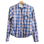 Abercrombie & Fitch SMALL Blue Plaid Relaxed Fit Button Up Shirt Long Sleeve Photo 0