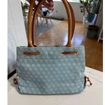 Dooney & Bourke Vintage Y2K Baby Blue Canvas and Leather Tassel Bag, EUC Photo 3