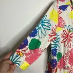 Erin London linen blend full zip jacket 3/4 sleeves multicolored floral size L White Size L Photo 1
