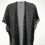 Just Be  One Size Swim Cover Up Mesh Tasseled Black‎ Swimwear Short Sleeve 1222 Photo 3