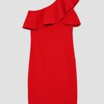 ZARA  Red Dress-One Shoulder Ruffle Pencil Photo 1