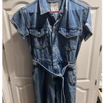 Abercrombie & Fitch Women’s Denim Jumpsuit Small Short Sleeve Belted Wide Leg Photo 10