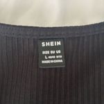 SheIn NWOT-Black V-Neck Ribbed Puff Sleeve Top Photo 3