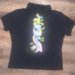 Harley Davidson Vintage  Women's Rhinestone Polo Shirt Flower Sword Large Black Photo 0