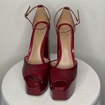 Kori  Burgundy Patent Platform Heels Block Heel Ankle Strap Size 8.5(B80) Photo 2