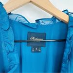 Shoshanna Maxine Metallic Midi Dress Ruffled in Dark Cerulean Blue Women's 6 NEW Photo 8