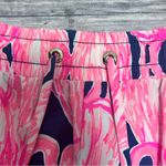Lilly Pulitzer Pink Navy Blue White Katia High Tide Via Amor Flamingo Shorts XS Photo 2