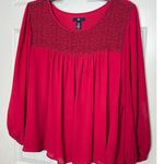 Gap  Red Flowy Shirt XL Lace Crochet Detailing at the Neck Photo 0