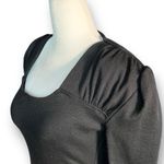 Vintage Marnie West Black Mini Dress Gathered Pleated Shoulders Long Sleeve Black Size XS Photo 2