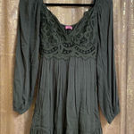 Francesca's  Dark Green Crochet Top Long Sleeve Mini Dress, XS NWT Photo 0