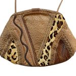 Vintage 80s 7 Seven By Demitri Brown Leather Leopard Patchwork Purse Photo 9