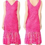 Alexia Admor  Fuschia Hot Bold Pink Trumpet Peplum Crochet Lace Sheath Dress 4 Photo 2