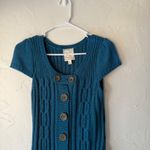 Pink Rose Teal Cable Knit Button Up Sweater Dress Womens L 2010s Preppy Academia Photo 1