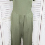 Cider  Jumpsuit Square Scoop Neck Wide Leg Short Sleeve Olive Green‎ 0XL 12 14 Photo 0