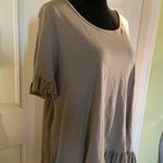 Short sleeve ruffled high to low shirt Tan Photo 5