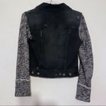 Free People Denim Trucker Jacket Black Knit Hoodie SZ XS Photo 4