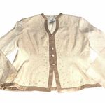 Papell Petites 4P Ivory Silk Beaded Jacket Textured Vintage Cocktail City Chic Tan Photo 8