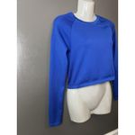 Aerie OFFLINE By  Shirt Womens XS Blue Waffle Knit Cropped Long Sleeve Top Photo 2