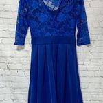 Quarter Sleeve Pleated CockTail Dress Royal Blue NWT Small Lace Top Photo 8
