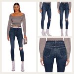 Mother High Waisted Looker Ankle Fray GUC $228 Size 27 J1544 Blue Photo 1