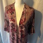 Almost Famous  Burgundy Floral Open Cardigan Photo 7