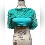 Kenneth Cole crocheted overlay bikini top. Light teal green. Size XL Green Photo 4