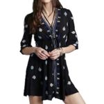 Free People Star Gazer Black Embroidered Peasant Dress Photo 8