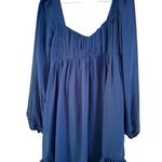 Abercrombie & Fitch  Blue Babydoll Smocked Long Sleeve Mini Dress Small Tall NWT Photo 0