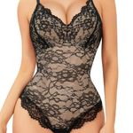 Ivory Ella Vorcy Lace Bodysuit for Women Tummy Control Backless Top V-Neck Shapewear Bodysuit Photo 0