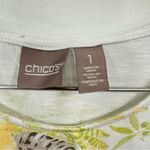 Chico's Chico’s White Multicolor Tropical Floral Print Short Sleeve Knotted Hem Top 1/M Photo 5