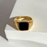 Gold ring band ring black band ring stacking ring statement ring Photo 1