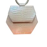 Anima Iris Zaza Hexagon Bag Iridescent Croc Leather Quiet Luxury Purse White Photo 4
