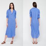 Frank & Eileen Rory Maxi Shirtdress Organic Cotton Periwinkle Large EUC Blue Photo 1