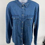 J.Crew Wren Slim Fit Denim Shirt Pearl Snap Long Sleeve Women’s Size 12 Pockets Photo 0