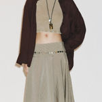 ZARA NWT  Striped Asymmetrical Belted Midi Skirt XXL Photo 0