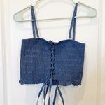 American Eagle Tube Top Womens Medium Lace Up Front Smocked Boho Festival NWT Photo 0