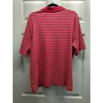 Appleseed's Women's Size XL Red White Striped Short Sleeve Cotton Polo Shirt Photo 2